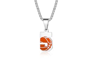Susook Basketball Number Necklace for Boys 0-99 Number Pendant Stainless Steel Sport Jewelry for Men