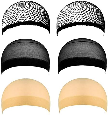 6 Pack Stocking Wig Caps, Skin Tone Color Stretchy Nylon Close End Wig Caps, Each Paper Board Contains Wig Caps for Women and Men