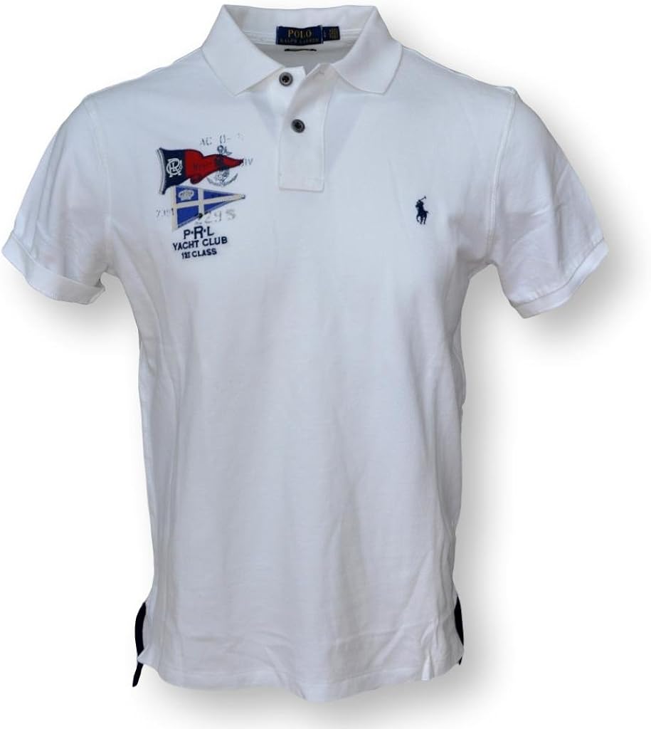 Polo Ralph Lauren Men Custom Fit Yacht Club Mesh Polo Shirt, White