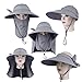 LC-dolida Fishing Hat UV Protection Sun Hats 360° UPF 50+ Women Hiking Safari Hat Wide Brim Sun Visor Hat Removable Neck Face Mask Flap Cover Cap for Fishing Gardening Beach Camping Boating