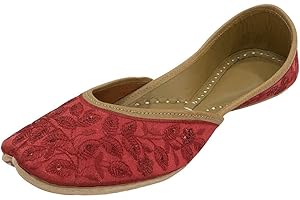 Red Bridal Flats Wedding Shoes Indian Punjabi Jutti for Women Mojari Designer Juti
