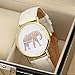 Orangesky Women's Elephant Printing Pattern Leather Watch