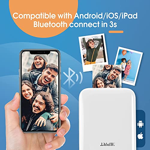 iDPRT [2023] 2X3'' Mini Photo Printer, Bluetooth Portable Photo Printer with AR Video Printing, Instant Photo Printer with Zink Sticky Back Paper, Ideal for Family, Party&Travel, Support iOS&Android