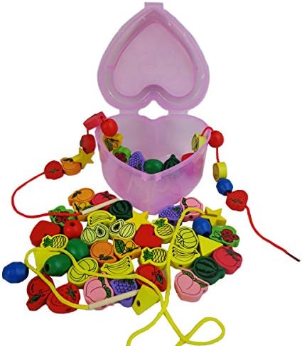 Baby Toys Educational 50pcs Animals/Digital/Fruit Beads Wooden Toys Sweet Heart Box Packing Classic Toy Child Birthday Gift
