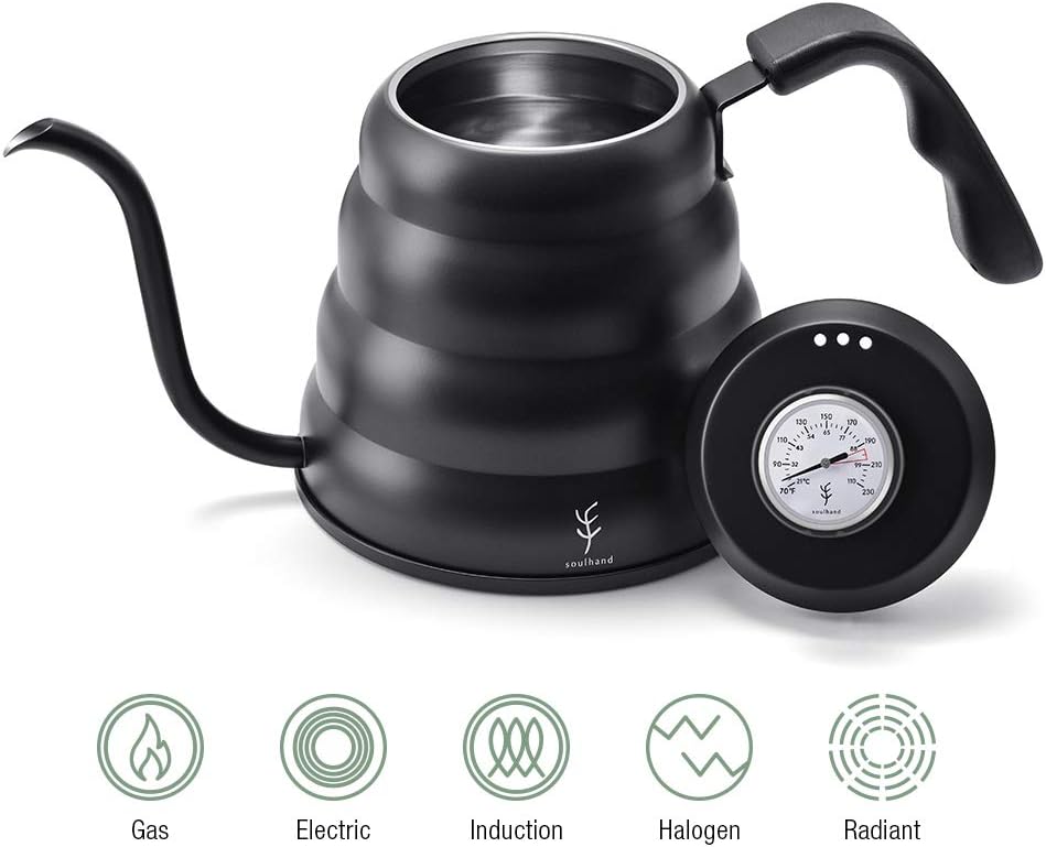 soulhand Pour Over Coffee Kettle with BUILTIN THERMOMETER