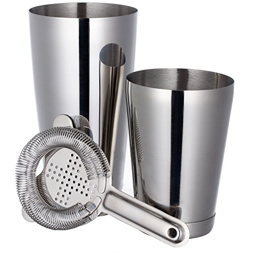 HOMEKEROS Edelstahl Boston Shaker: 3-teilig Set: 550ml&750ml Profi Cocktail Set & Barsieb – Bild 4