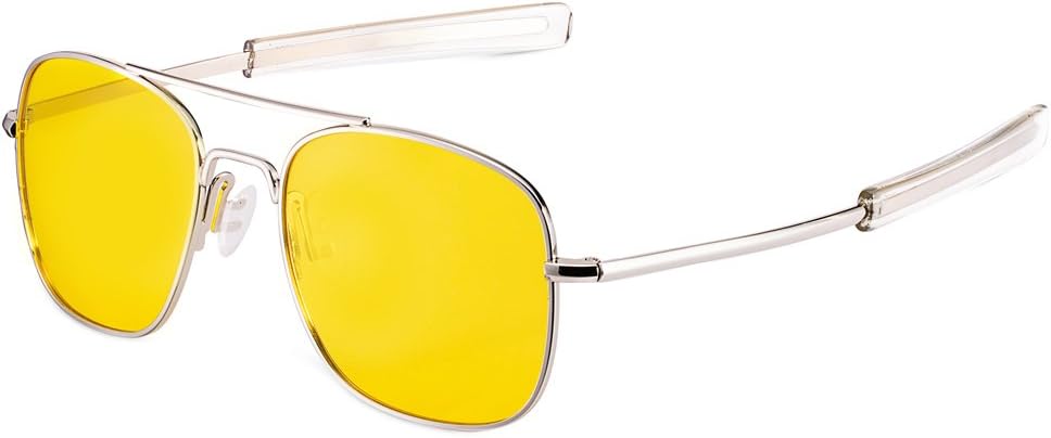 WELUK Night Vision Driving Glasses Polarized Pilot Military Sunglasses for Men Yellow Lens Anti-Glare