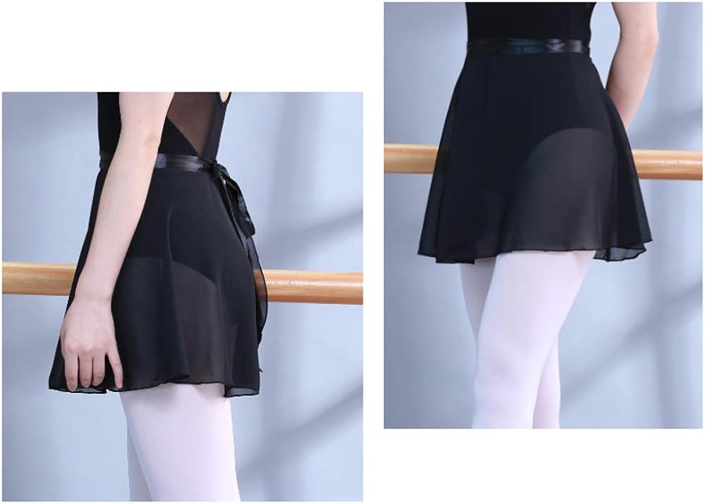 NewChao Ballet Chiffon Wrap Skirts Dance Skirts for Women Girls White Black: Clothing