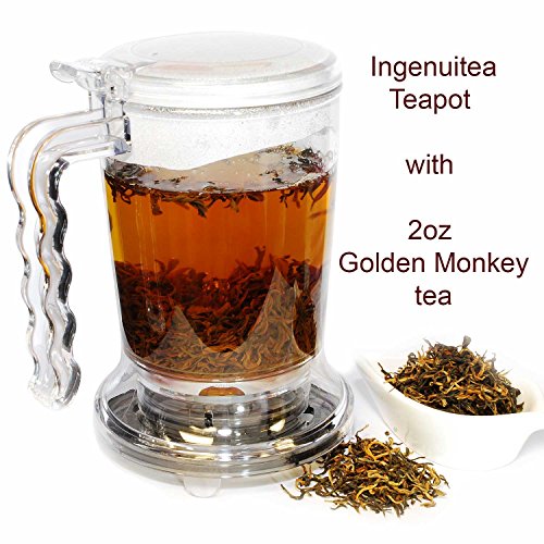 IngenuiTEA 16oz Teapot Set with 2oz T7 TEA Golden Monkey Black Tea