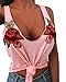 Farktop Women's Rose Bustier Bra Vest Embroidered Sleeveless Floral Print Loose V Neck Tank Top