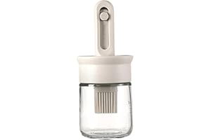 Oil Dispenser with Brush, Clear Glass Cooking Oil Container with Stretchable Heat-resistant Silicone Brush for Cooking BBQ Ki