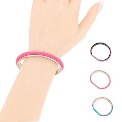 Hair Tie Cuff Bangle Bracelet With Elastic Band Set Of Four