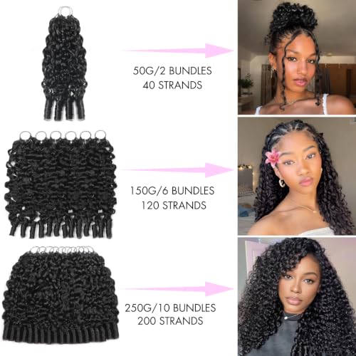 EINbeauty Crochet Human Hair 18 Inch Burmese Curly Crochet Hair 80strands 100g Pre-separated Feather Crochet Human Hair Invisible Crochet Hair Extensions Natural Black 1B#