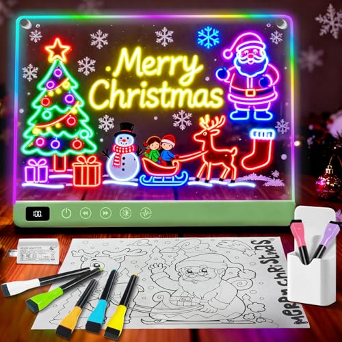 Lumiboard Led Drawing Board with 13 Light Effects, 16" Glow Doodle LED Note Board with Colors, Neon Light Up Drawing Tablet Gifts for Kids for Valentines Birthday Christmas Gift Ideas - Green