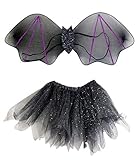 Child’s Halloween Bat Costume with Glittery Wings and Sparkly Tulle Tutu