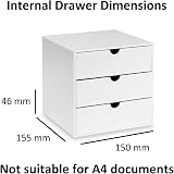 Osco White Hi-Gloss ABS Cube 3 Drawers Stackable Organiser 16.5 cm view 2