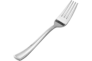 Goodluck 50 Pack Silver Plastic Forks, Heavy Duty Forks Disposable, Silver Plastic Cutlery Perfect for Weddings, Parties, Dinners (50PC)