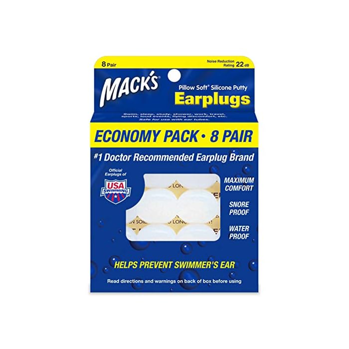 Mack's Pillow Soft Silicone Earplugs - The Original Moldable Silicone Putty Ear Plugs for Sleeping, Snoring, Swimming…
