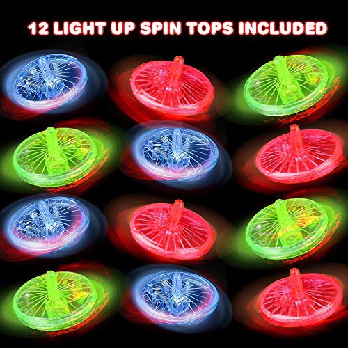 ArtCreativity Light Up Spinning Top Toys, Set of 12, Flashing Spin Toys