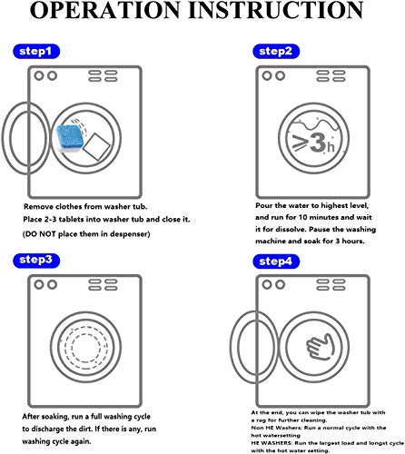 [12 Pack] Taffy\'s Washing Machine Cleaner Effervescent Tablets,Solid Washer Deep Cleaning Tablet, Triple Decontamination Remover with Natural Formula, for Front and Top Load Machines