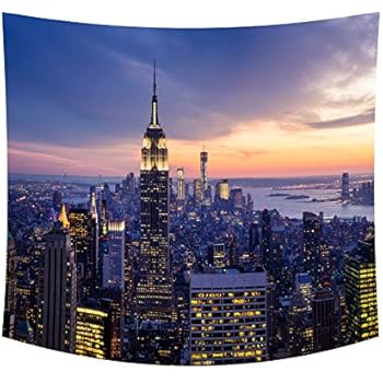 Wamika Modern Home Decor Tapestry NYC York City Landscape Tapestry Wall Hanging for Bedroom Living Room Dorm Hippie Bohemian Tapestry Sky Tapestries Wall Art 59