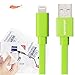YellowKnife MFi Certified-IOS 7 Noodle Flat 8pin Lightning (3.2ft) Colorful USB Cable Supports Charging And Syncing for iPhone 5 5S 5C,iPad (Air/4th generation),iPad mini,iPod (7th generation),iPod touch (5th generation)&iPod nano(7th generation) With ZEISS Zeiss Pre-Moistened Lens Cloths (Green-T)
