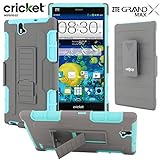 ZTE Grand X Max Case / ZTE Grand X Max+ Case, CellJoy [Full Body Armor] {Teal / Gray} ZTE Grand X Max Z787 / Z987 **ShockProof** Protection Hybrid Case **Kickstand** [Locking Swivel Belt Clip Holster Combo]