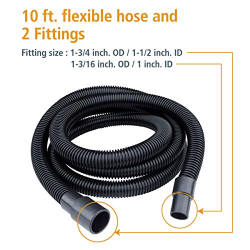 POWERTEC 70175 Dust Collection Hose with Fittings Plus Two Reducers