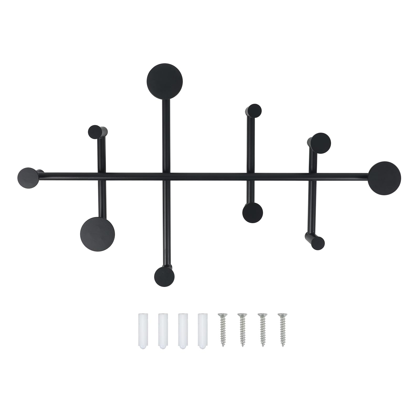 XLSBZ Coat Rack Shelf Wall Mounted,Modern Metal Coat Rack with 10 Hooks,Coat Hanger Wall Hooks for Clothe, Shats, Scarves (Black)