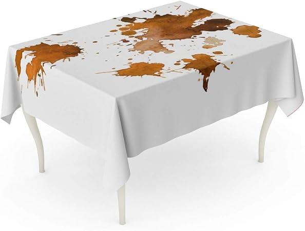 Lis Home Rectangulo Mantel Marron Mancha Naranja Ocre Cafe Acuarela Mancha Tinta Colorida Abstracto Artistico Mancha En Blanco Mantel Mantel Amazon Es Hogar