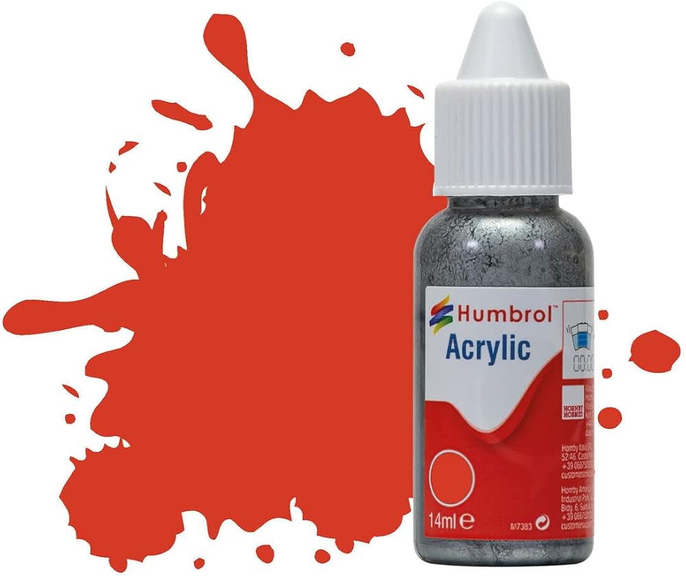 Humbrol Acrylic Paint No 174 Signal Red Satin 14ml