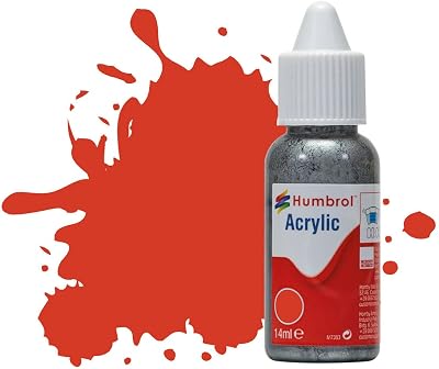 Humbrol Acrylic Paint No 174 Signal Red Satin 14ml