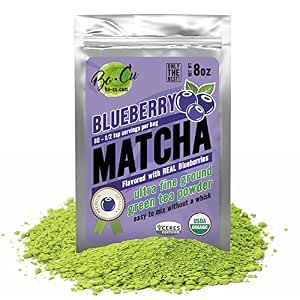 Blueberry Organic Matcha Green Tea Powder - 80 Servings, 8 Oz - 2 Ingredients, Natural Flavored Instant Tea For Drinking, Smoothies Or Baking, Grade A Matcha (628804168919)