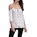 Jusfitsu Women's Low Cut Off Shoulder Casual T-shirt Loose Blouse Tops