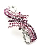 Women's Rhinestone Metal Hair Barrette Clip Hair Pin Antique Silver IMB2104