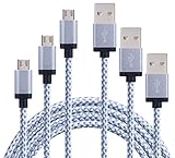 AOKER 3pcs 3ft 6ft 10ft Nylon Braided High Speed 2.0 USB to Micro USB Charging Cord Fast Charger Cable for Samsung Galaxy S7/S6/S5/Edge,Note 5/4/3,HTC,LG,Nexus and More