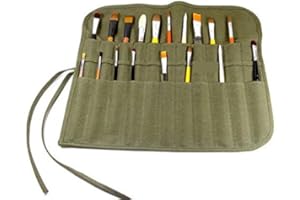 LAZUTOM Flyshine Canvas Artist Brush Holder Rollup Protection (42x36cm) 18"X14" - Green