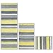 mDesign Striped Microfiber Polyester Spa Rugs for Bathroom Vanity, Tub/Shower - Water Absorbent, Machine Washable, Includes Soft Non-Slip Rectangular Accent Rug Mat in 3 Sizes - Set of 3 - Gray/Yellow