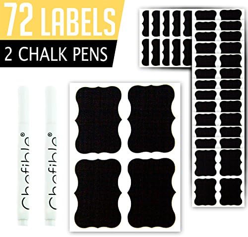 Chefible 72 Elegant ChalkBoard Label Set With 2 Erasable Chalk Markers
