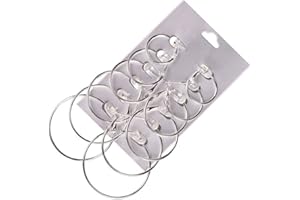 AJ DEFIRO 6 Pair Hoop Earring Set Stainless stud Earring Women Jewelry Silver Tone