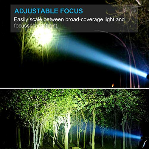 LETION LED Torch Rechargeable LED Torch Super Bright 1500 Lumen,with 2×18650 Rechargeable Battery,Tactical Flashlight with USB Charger,5 Modes Zoomable,IPX4 Waterproof Torch for Outdoors and Indoors.