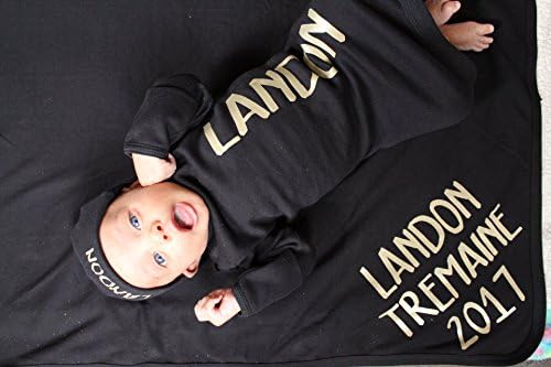 Personalized Baby Boy Black and Gold Set