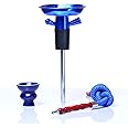 Douup Portable Bottle Hookah Stem, Hookah Shisha Set/Kit, Ceramic Shisha Bowl, Hookah Hose, Stem, Suitable for Glass Bottles, Wine, Champagne (Blue)