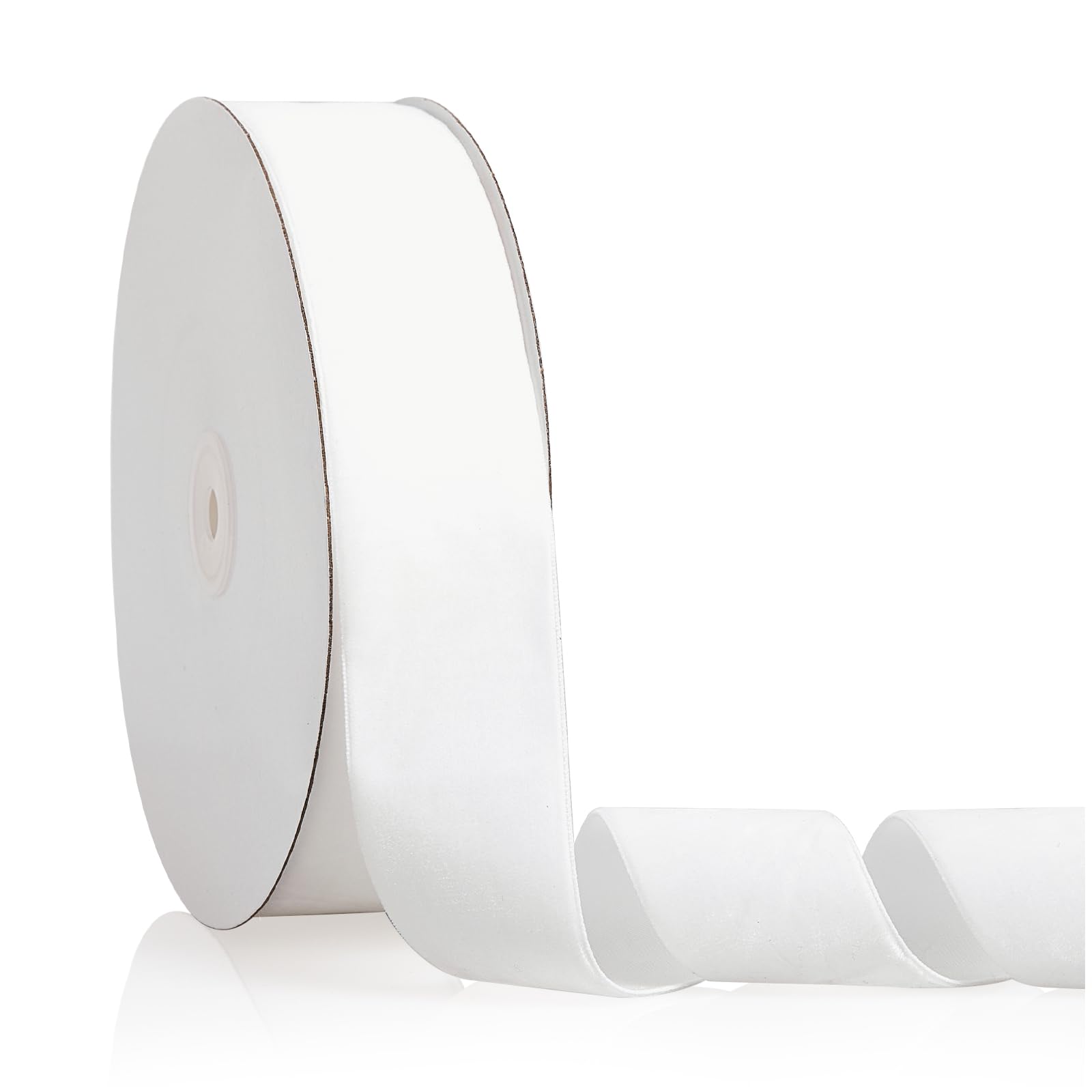 Photo 1 of 1.5" X 20 Yards White Velvet Ribbon for Christmas Tree Wreath Decoration Handmade Crafts Ornaments Gift Wrapping & Bow Making