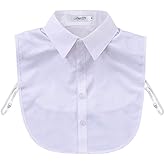 Joyci Men's Fashion OL False Collar Solid Color Lapel Half Shirt Fake Collar (White)