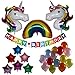 MRSpecialties Unicorn and Rainbow Balloons and a Happy Birthday Banner Party Set Decorations for Your Children's Birthday Celebration or for Colorful Baby Shower. Both Boys and Girls Will Enjoy!