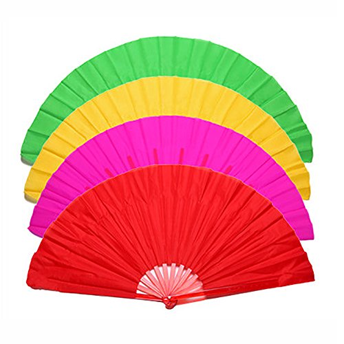 Chinese Dance Fan, Smartlife15 Plastic Frame Foldable Performances Belly Dance Hand Fan, Martial Arts Kung Fu Tai Chi Fan, Wedding Holiday Festival Party Gift Fan (4Colors)