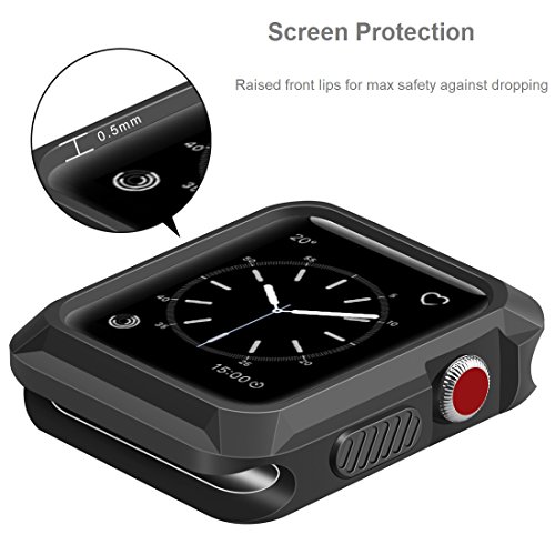Wolait Compatible with Apple Watch Case 42mm, Rugged Protective iWatch Case with No Built in Screen Protector for Apple Watch Series 3/2/1 (42mm) - Thumbnail 2
