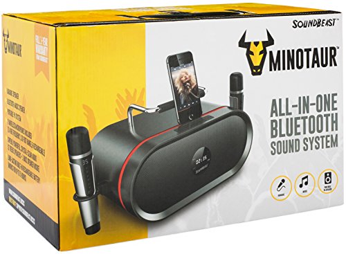 SoundBeast Minotaur All-In-One Karaoke, Music, Portable PA Bluetooth Speaker System with 2 Wireless Microphones