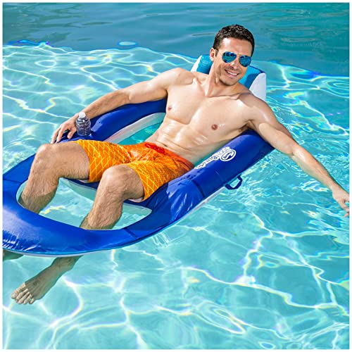 SwimWays Spring Float Recliner Swim Lounger For Pool Or Lake Dark